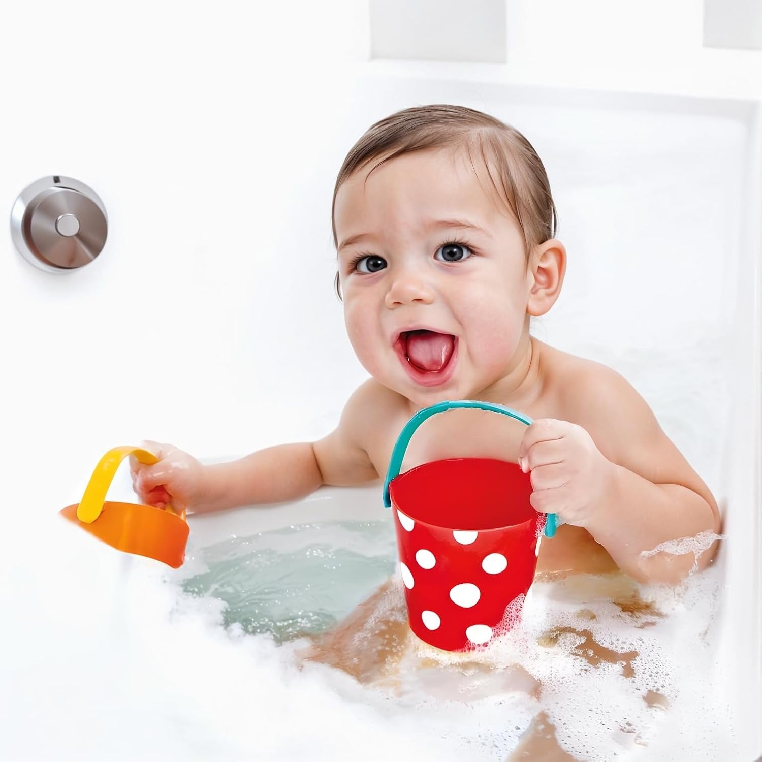 Hape Kleurrijke emmerset | Driedelig waterrad-badspeelgoed voor peuters, veelkleurig Jucarii Bebe Naty Shop