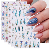 JMEOWIO Nagelsticker Marmor Französische Spitze 10 Blatt Nail Art Sticker Selbstklebend Nagelaufkleber Bunt Decoratie Nageldesign Zubehör