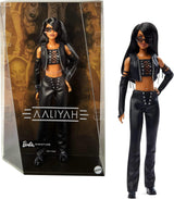 Barbie Signature Doll Aaliyah verzamelfiguur in zwart kunstleer, geïnspireerd op de muziekvideo HRM80 van One in a Million