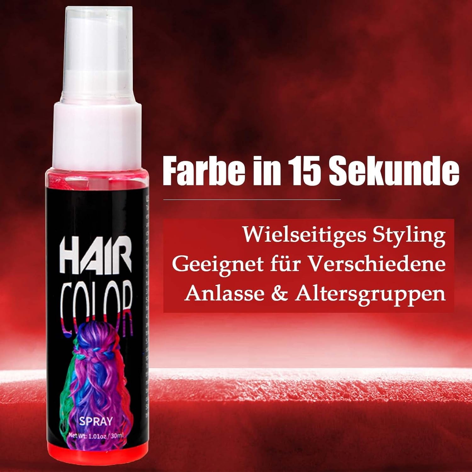 Haarlakkleur, Tijdelijke rode haarverfspray, Gekleurde rode haarverf, Wasbare haarverf, Levendig rode haarkleurspray, Instant haarverf, Carnavalshaarverf, Halloween, Cosplay, Feesthaarverf Naty Shop