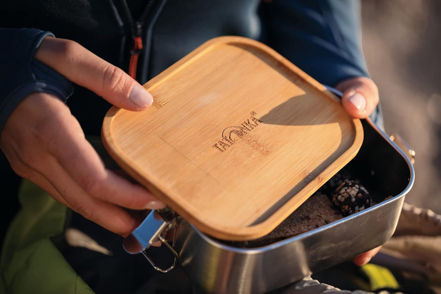 Tatonka roestvrijstalen lunchbox I Bamboe lunchbox (800ml / 1000ml) - Broodtrommel met bamboe deksel en klapdeksel - onbreekbaar, niet giftig, vaatwasmachinebestendig, plasticvrij en BPA-vrij Voedselbewaardozen Naty Shop