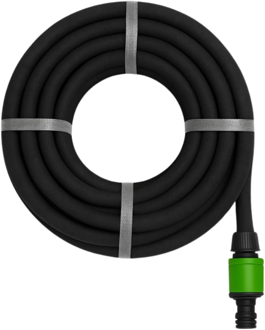 Kinzo 15M Ø14mm Druppelslang - Tuinslang met 3 Koppelingen - Waterbesparende Tuinslang voor Sproeisystemen - Zwarte Slang