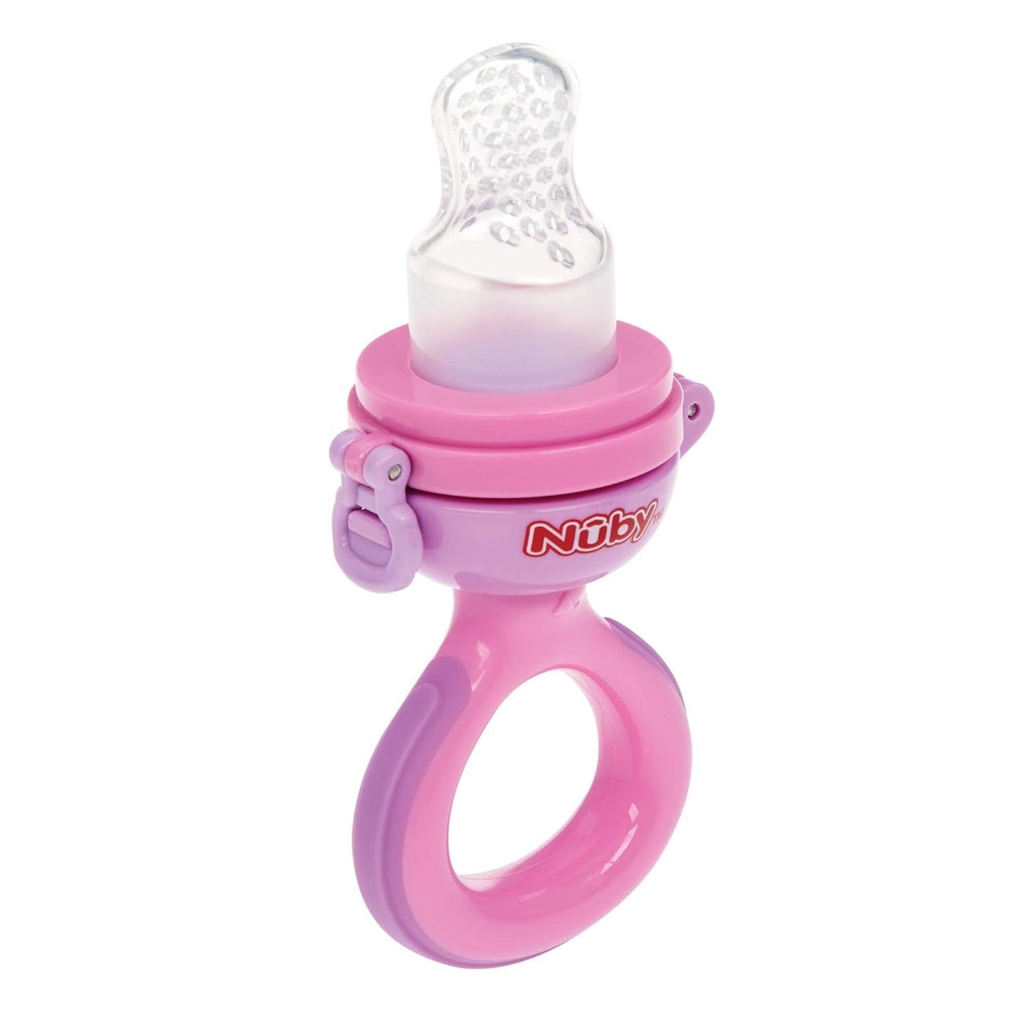 Nuby Silicone Fruit Feeder Knabbelaar - Fruitvoeder voor baby's 6 maanden en peuters - Bijtring voor fruit, groenten en puree - BPA-vrij - Roze - 6+ maanden