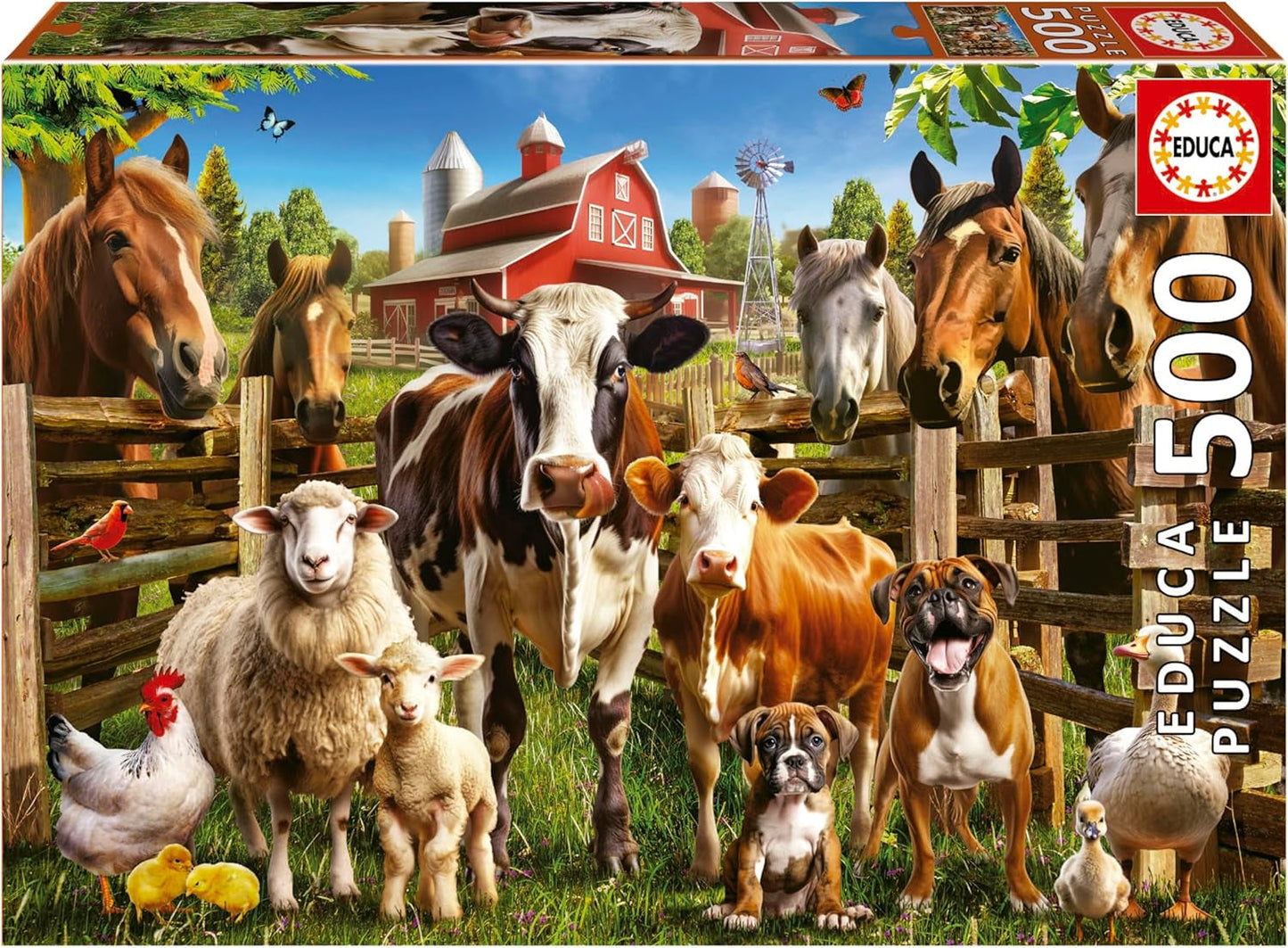 Educa - Puzzel van 500 stukjes voor volwassenen | Stoute boerderijdieren. Afmetingen: 48 X 34 cm. Inclusief Fixpuzzel puzzellijm. 11 jaar lang (19905) Puzzle Naty Shop Standaardtitel
