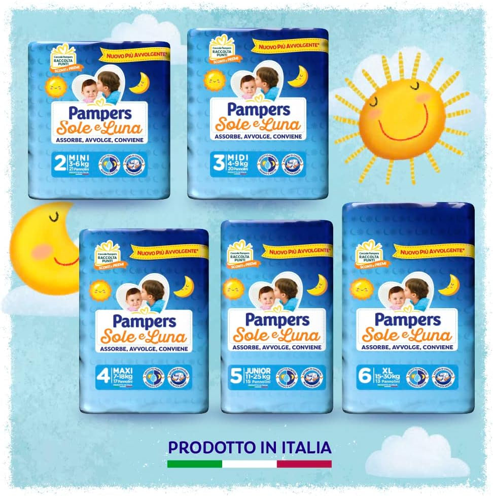 Pampers Sun en Moon Midi luiers, maat 3 (4-9 kg), 120 luiers