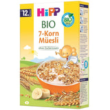 HiPP biologische muesli met 7 granen (8 x 200 g), vanaf 12 maanden, zonder toegevoegde suiker, extra fijne stukjes - gemakkelijk te kauwen, beste biologische kwaliteit