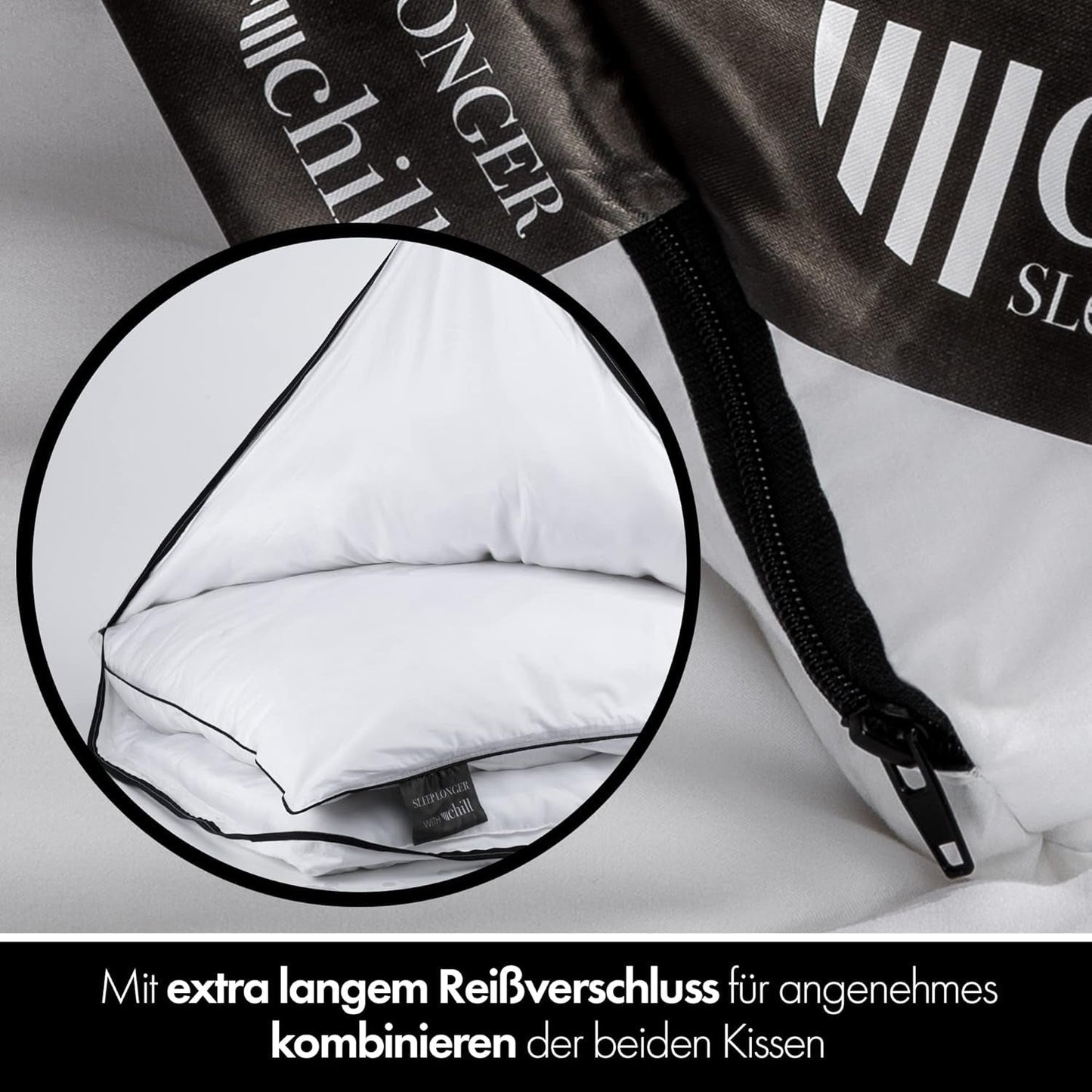 Kussen 80X80 Cm - 2 in 1 design - kussen in kussen - groot ademend en wasbaar slaapkussen en 100% vegan - 2 kussens 3 opties - kussen met 600G & 1200G vulling Naty Shop standaard kussens
