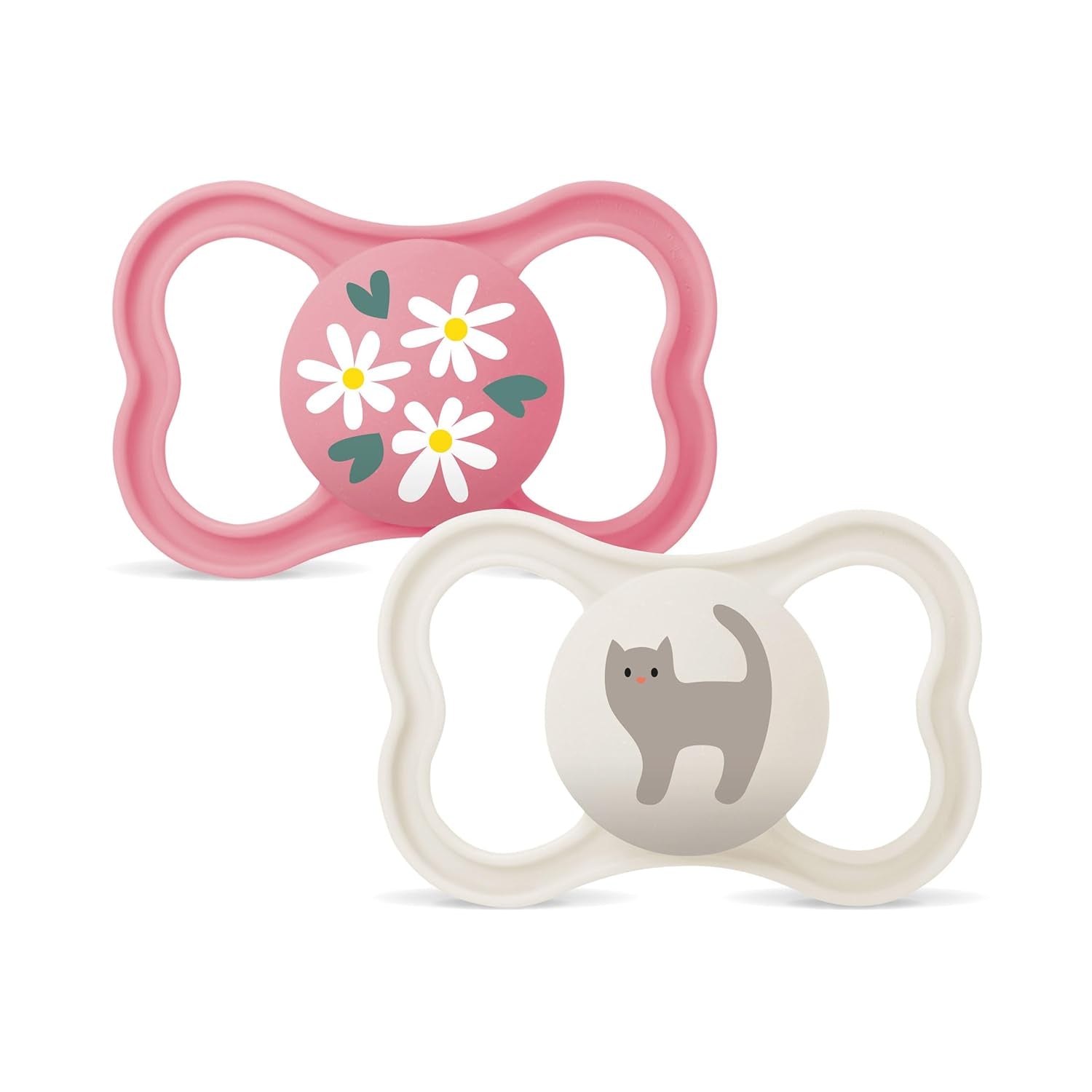 MAM Air siliconen fopspenen, 2 stuks, extra licht en luchtig ontwerp, tandvriendelijke babyfopspeen gemaakt van MAM SkinSoft speciale siliconen met fopspeendoos, 6-16 maanden beer/neushoorn