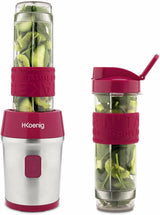 H.Koenig Smoothie Maker SMOO9 - Mini Standmixer - Mini Blender - 300 Watt - 570 Ml - Edelstahl - 2 Kunststofflesjes - Bpa-vrij, Grau Kitchen Naty Shop Roze