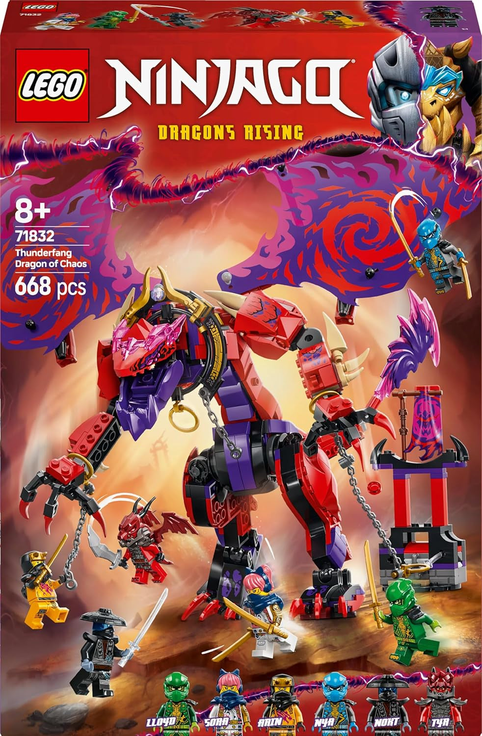 LEGO NINJAGO Chaos Dragon Thundertooth - Speelgoed met 6 Ninja-minifiguren - Rollenspel-bouwset voor jongens en meisjes vanaf 8 jaar - Cadeaus voor Rise of the Dragons TV-seriefans 71832 Bouwsets Beuche in LEGO-Store