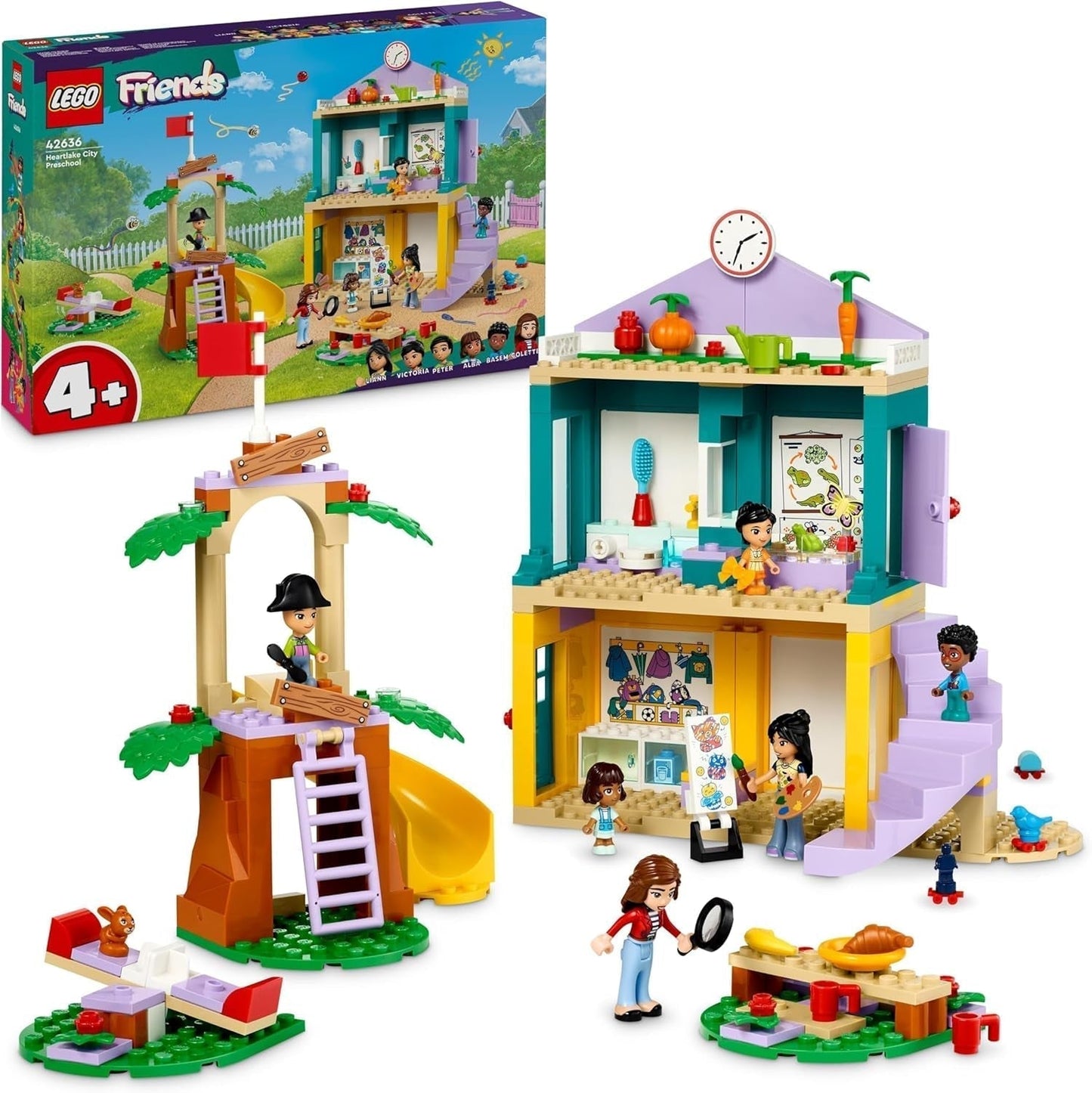 LEGO Friends Heartlake City Kleuterschoolspeelset voor meisjes en jongens van 4 jaar oud Creatief rollenspel met 2 figuren en 4 microfiguren Sociaal ontwikkelingsspeelgoed 42636 Bouwsets Bekijk de LEGO-Store Standaardtitel