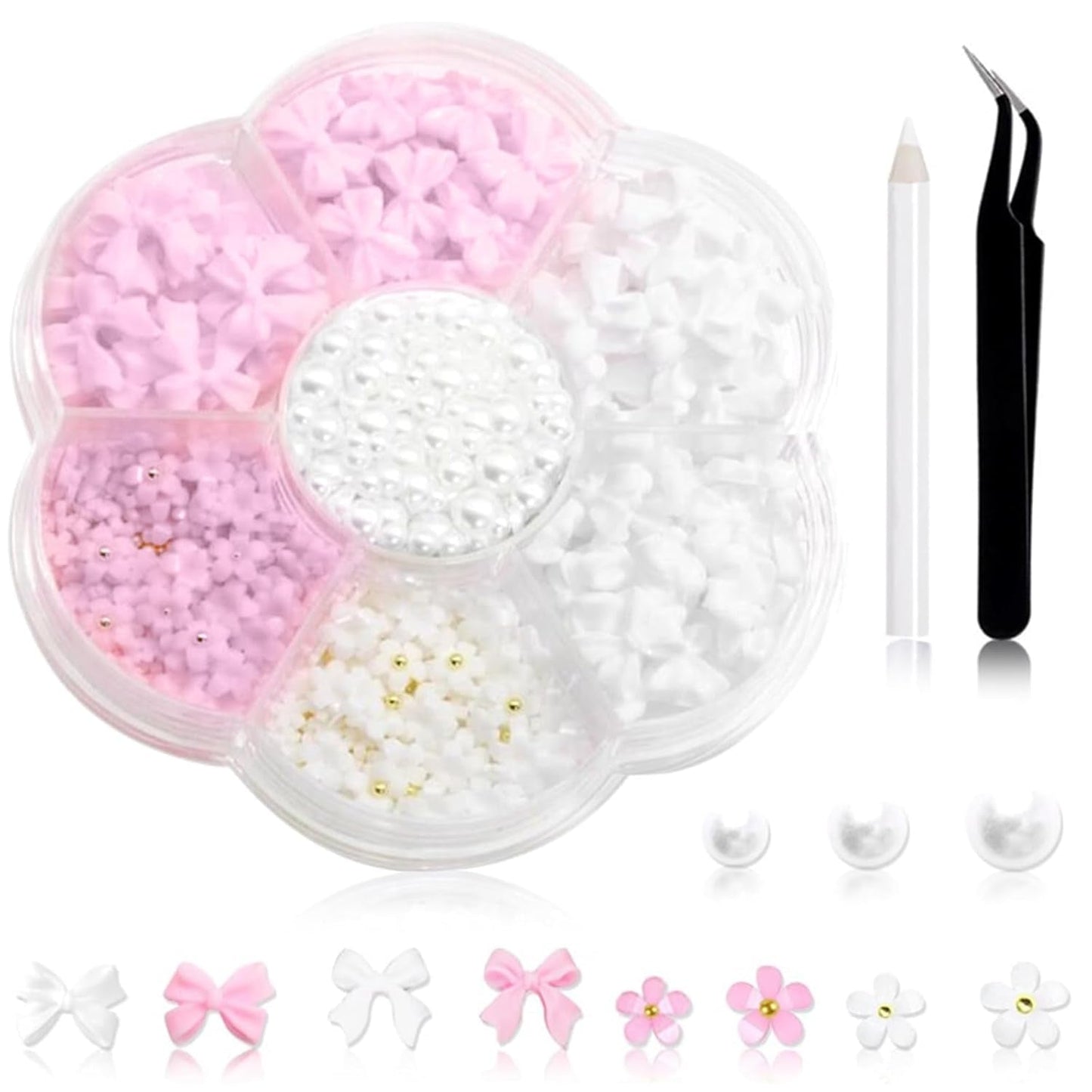 1 Karton Nail Art Charms, 3D Bloemen Nagelkunst Charms, Acryl Blumen Nagel Strass Mit Ornamenten, Nagel Edelsteine, Nagel Zubehör Für Mädchen, Nagelkunst Decoratie, DIY Handwerk Nail Design
