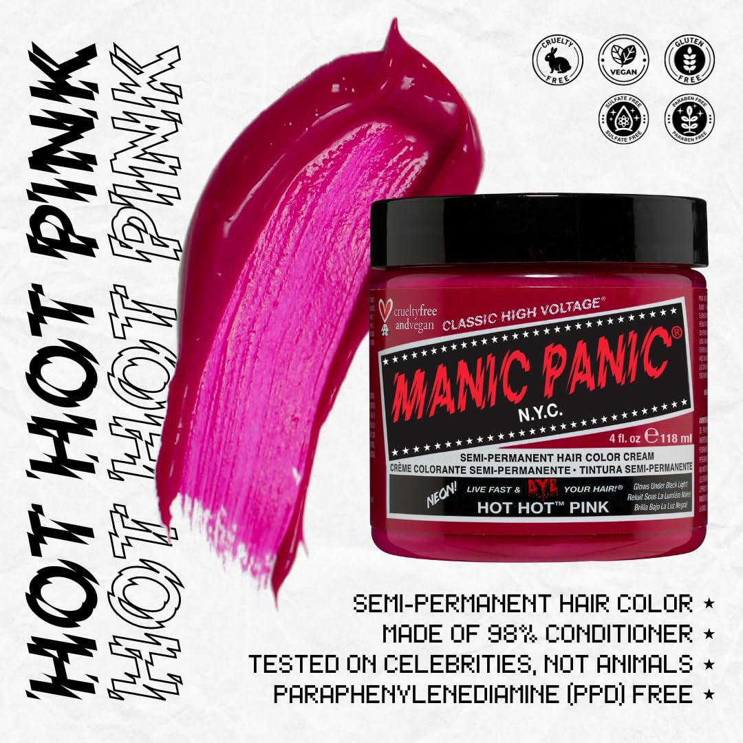 Manische paniek Hot Hot Pink Classic Cream Vegano Cruelty Free Semi-permanente haarverf 118 ml Naty Shop Haarverf