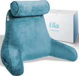 Ella Leeskussen voor bed en bank met afneembare nekrol - Rugkussen voor bed - Memory Foam Leeskussen met armleuningen, Ideaal om te lezen, TV te kijken, te ontspannen of als rugsteun - Grijs