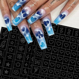 6 vellen airbrush-sjabloon nagelstickers, vlindervlam sterren hart sterren nagelstickers afdrukken stencilgereedschap nagelkunst zelfklevende stickers voor vrouwen nagelkunstontwerpstickers
