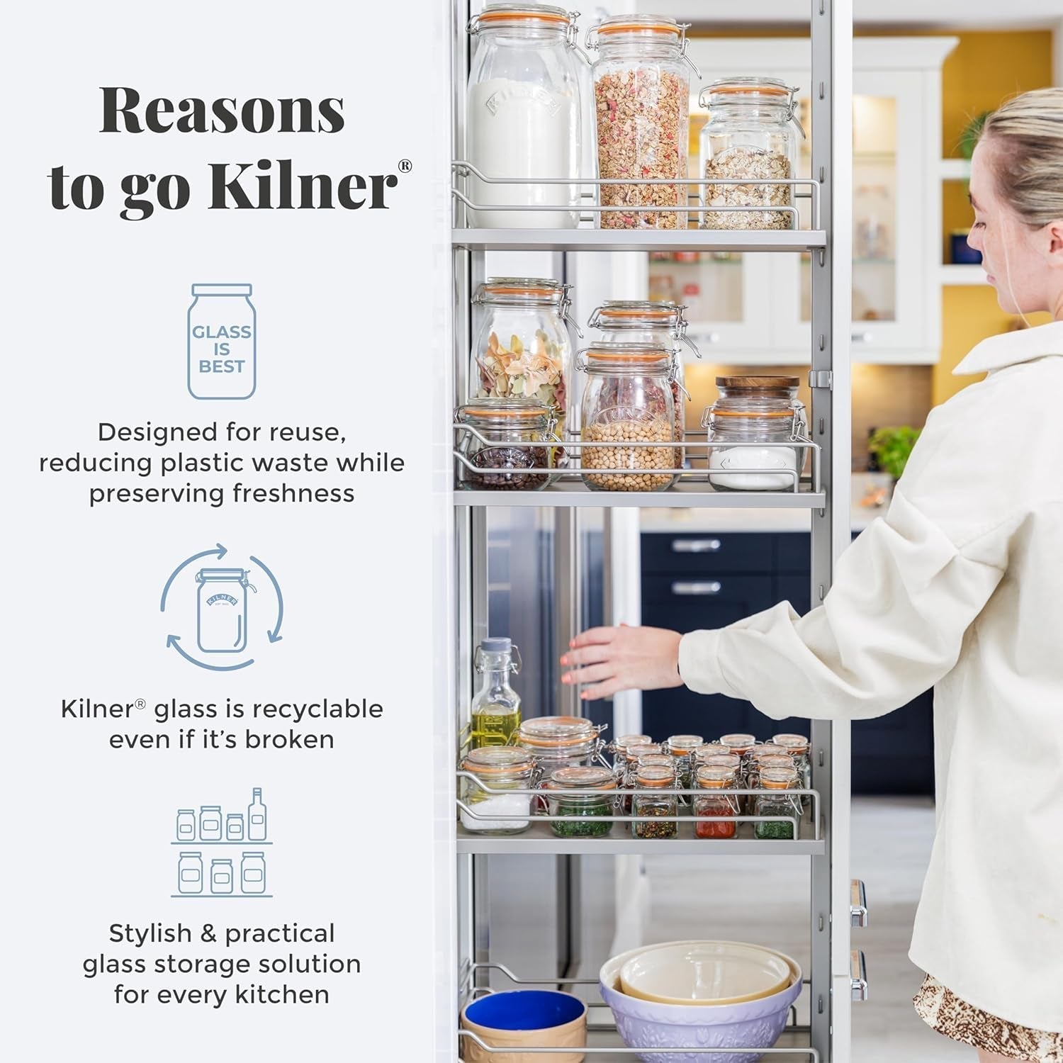 Kilner ontbijtpotje met lepel / 350 ml, Ø 9,5 cm / 5 stuks | mueslibeker voor meeneemmaaltijden / niet giftig / glazen container met deksel voor muesli, pap en yoghurt / container voor nachtelijke haver Naty Shop voedselbewaardozen