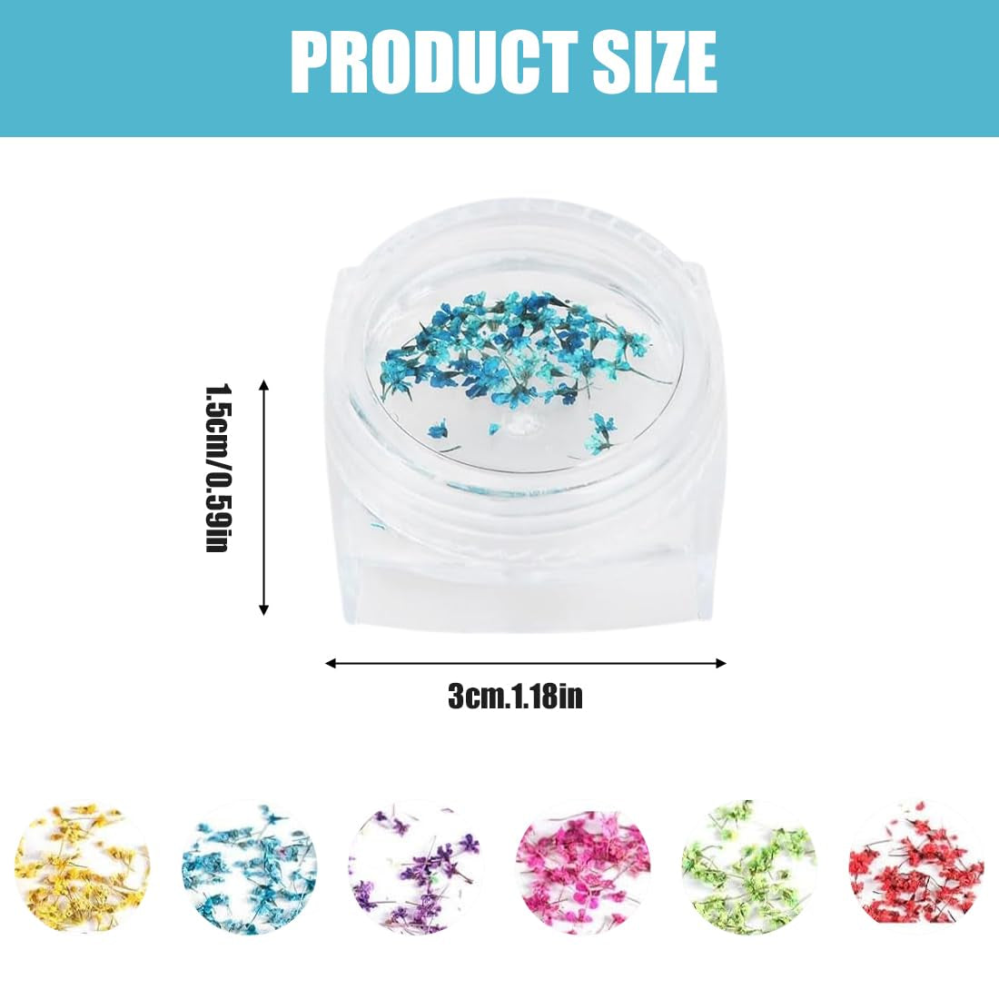 EYVRPAU 6 Stück Nail Art Flowers Set Decoration, Gelnägel Zubehör 6 Farben, Nail Art Aufkleber Trockene Blumen Kit Getrocknete Blumen Zubehör Set DIY Nageldecoratie