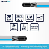 CELLFAST tuinslang, 3-laags tuinwaterslang, duurzame draadversterkt, flexibele irrigatieslang, UV-bestendig, anti-algen, 3,4 inch, 20 meter lengte