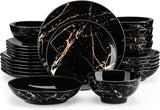 LOVECASA Daphne-serie porseleinen serviesset SWEET 24-delige combinatieset gouden design dinerborden dessertborden ontbijtgranenschalen en dinerborden voor 6 personen
