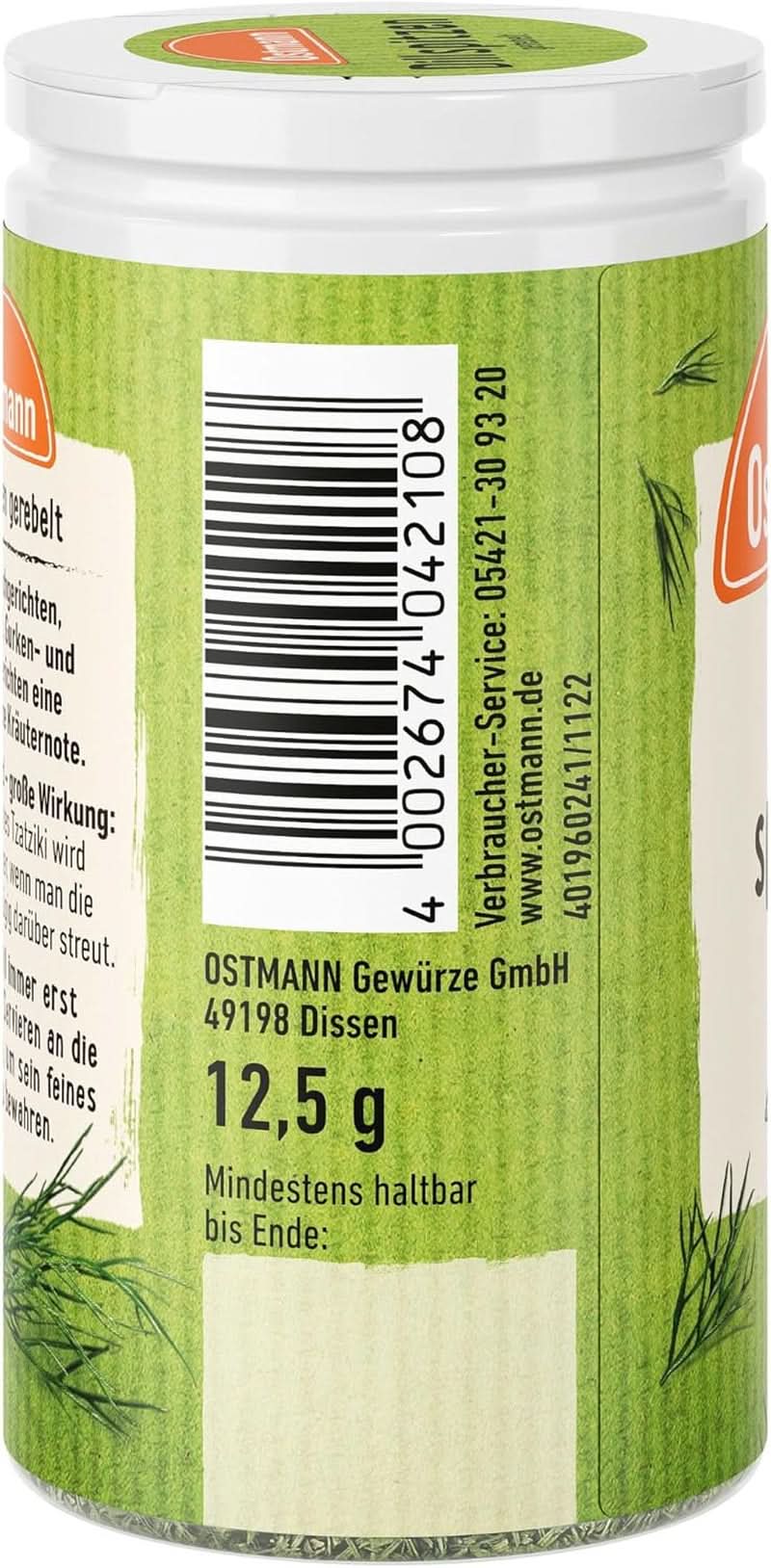 Ostmann - dille, gehakt, 12,5 gram Condimente Naty Shop