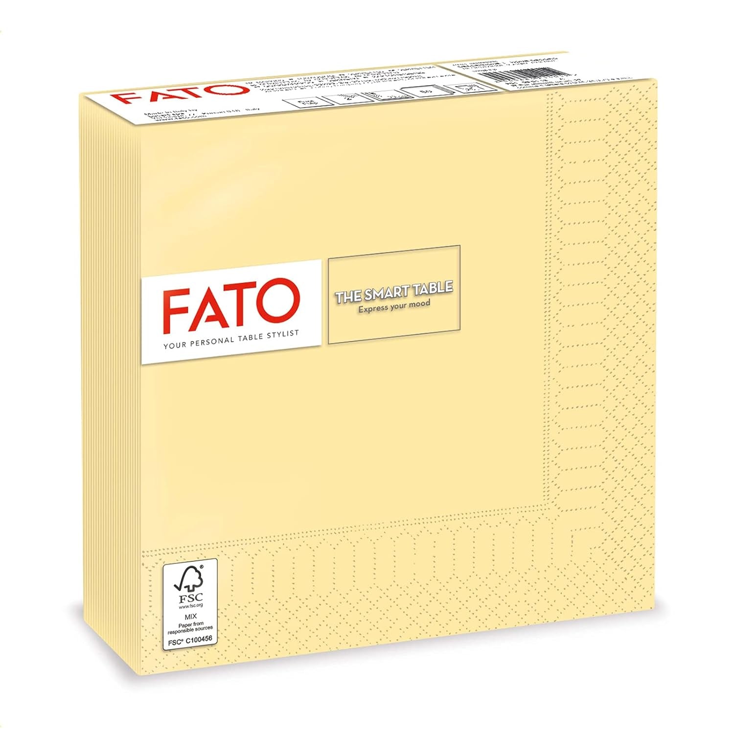 Fato - Papieren wegwerpservetten, ideaal voor informele lunches en buffetten, verpakking van 50 servetten, maat 33X33, 4 vouwen, 2-laags, champagnekleur, 100% puur cellulosepapier, FSC