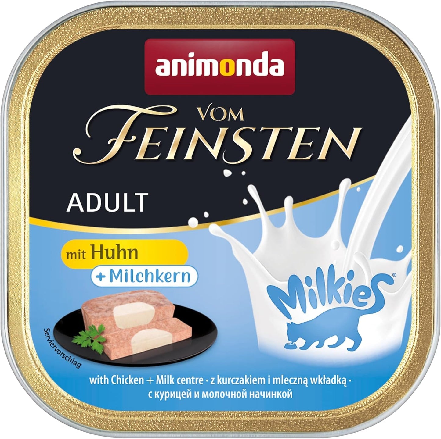 animonda Vom Feinsten Volwassen kattenvoer, Nassfutter für ausgewachsene Katzen, met kip + melkkern, 6 x 100 g