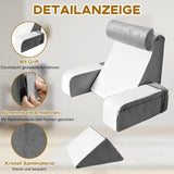 Leeskussen met afneembare neksteun en armleuning, comfortabel en lichtgewicht rugkussen voor bed en bank, rugkussen voor volwassenen, rugleuning van traagschuim voor lezen, tv kijken en videogames