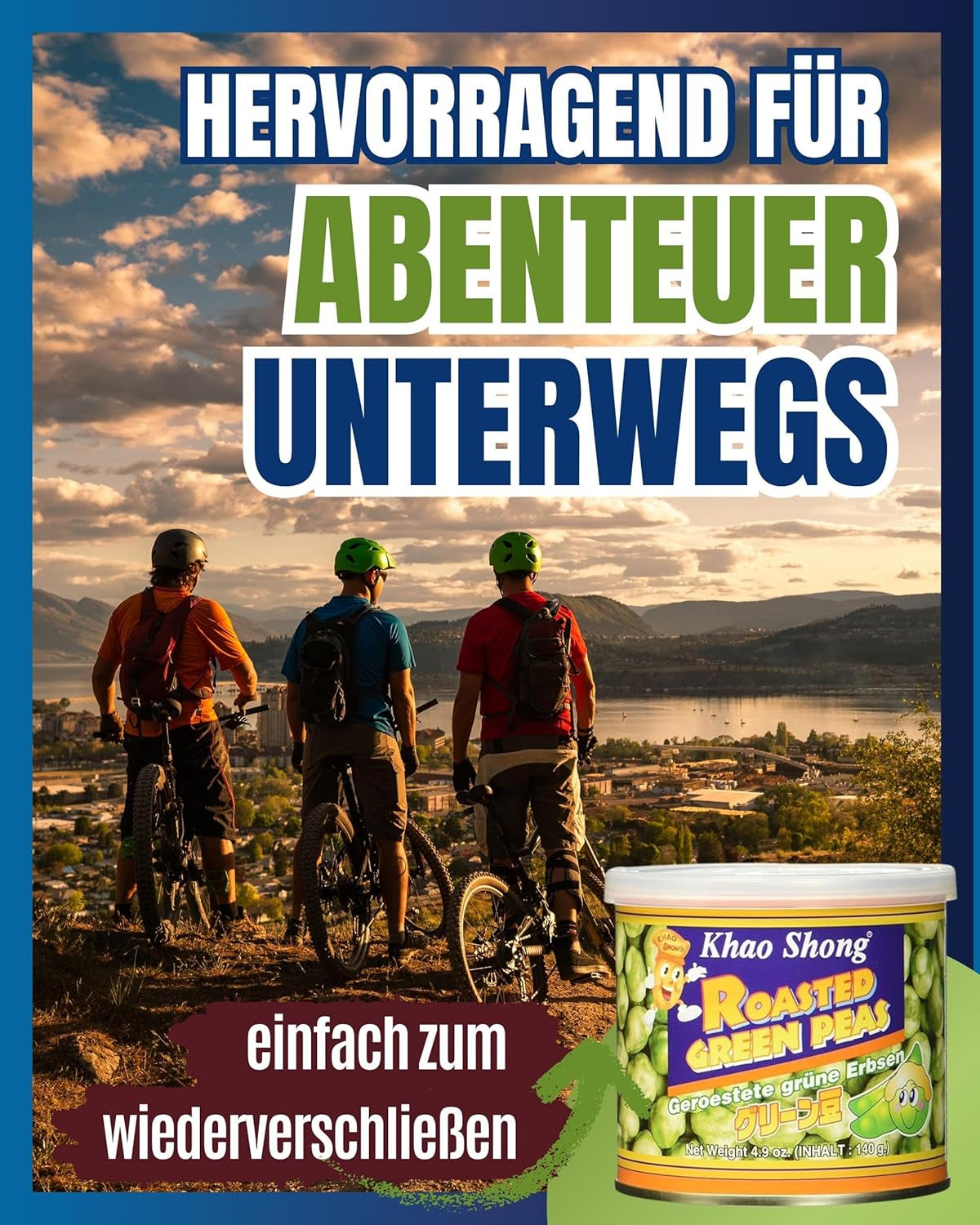 Khao Shong Gebakken groene erwten met wasabi, knapperige erwten in een pittig beslag, een vetarm alternatief voor noten, medium pikant, 1 blik van 140 g | 140 g (1 pakje)