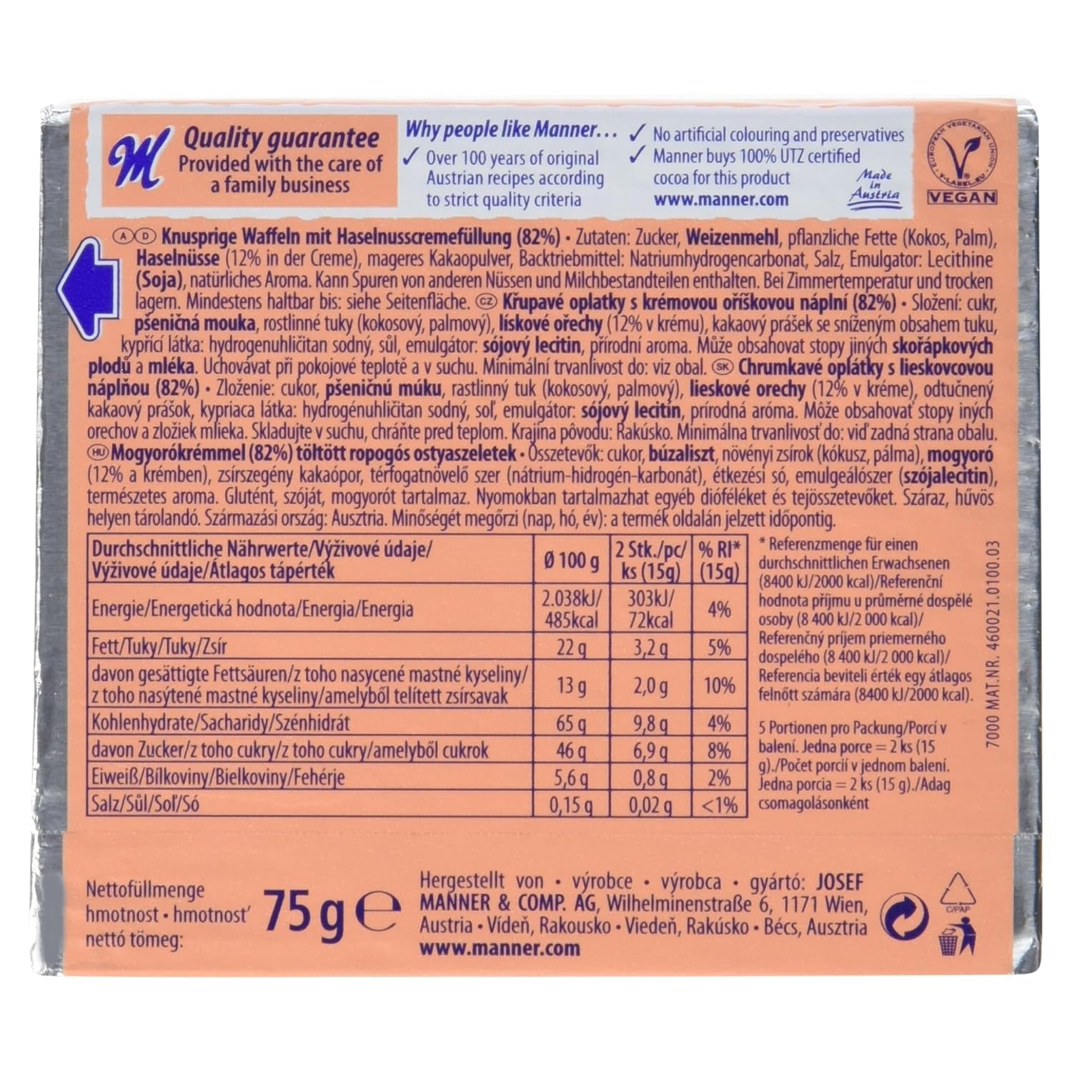 Napolitaanse wafels, 75 g