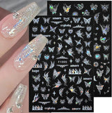 4 Blätter Holographisch Laser Wit Schmetterling Nagelsticker,Y2K Aurora Schmetterlinge Stern Nail Sticker 3D Flamme Herz Nageldesign Nagelsticker Selbstklebend Nagel Sticker Nagel Zubehör Nail Art