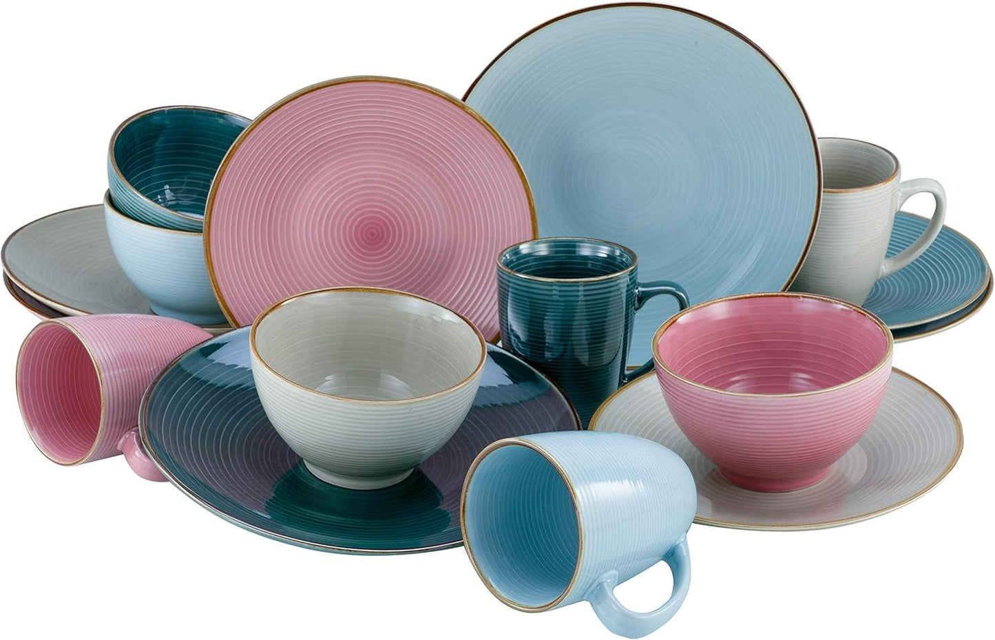 CreaTable, 22506, COSY DAY-serie, 16-delige serviesset voor 4 personen, porseleinen combinatieservies, vaatwasmachine- en magnetronbestendig, kwaliteitsproductie