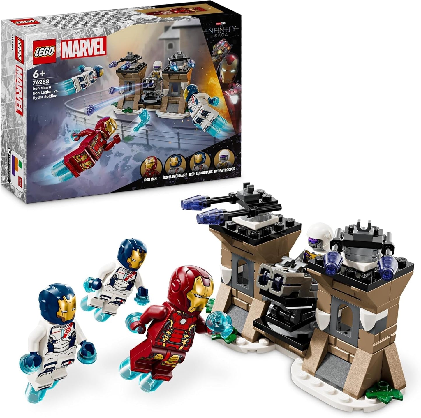 LEGO Marvel Iron Man en Iron Legion vs. Hydra Soldier, Avengers bouwspeelgoed, creatieve speelset voor kinderen en superheldenfans, cadeau voor jongens en meisjes vanaf 6 jaar 76288 Bouwsets Bekijk de standaardtitel van LEGO Store