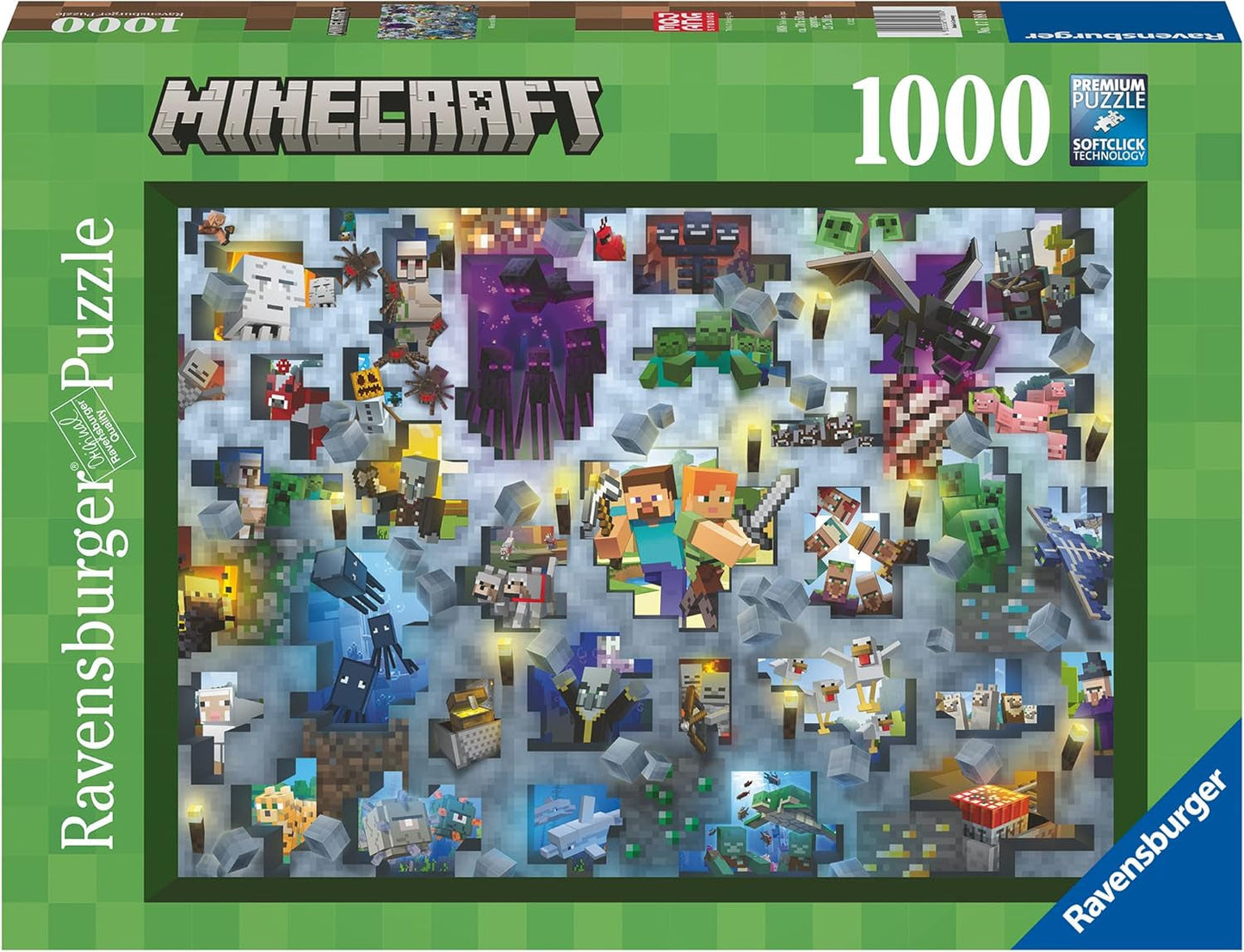 Ravensburger puzzel 12000422 - Minecraft Mobs - Minecraft puzzel van 1000 stukjes voor volwassenen en kinderen 14+ puzzel Naty Shop Pixelate