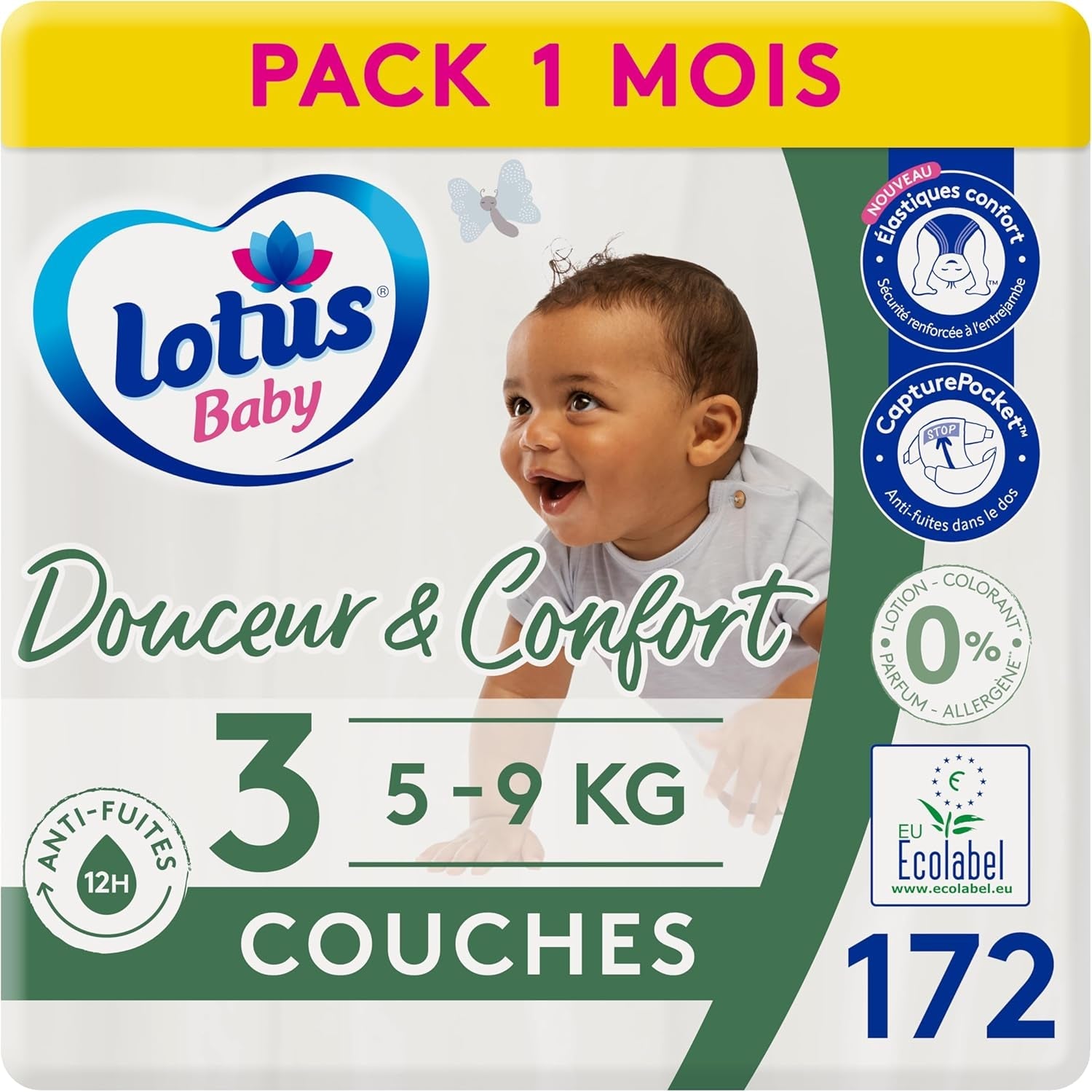 Douceur Naturelle – Luiers maat 3 (5-9 kg) 1 maandverpakking – 172 luiers