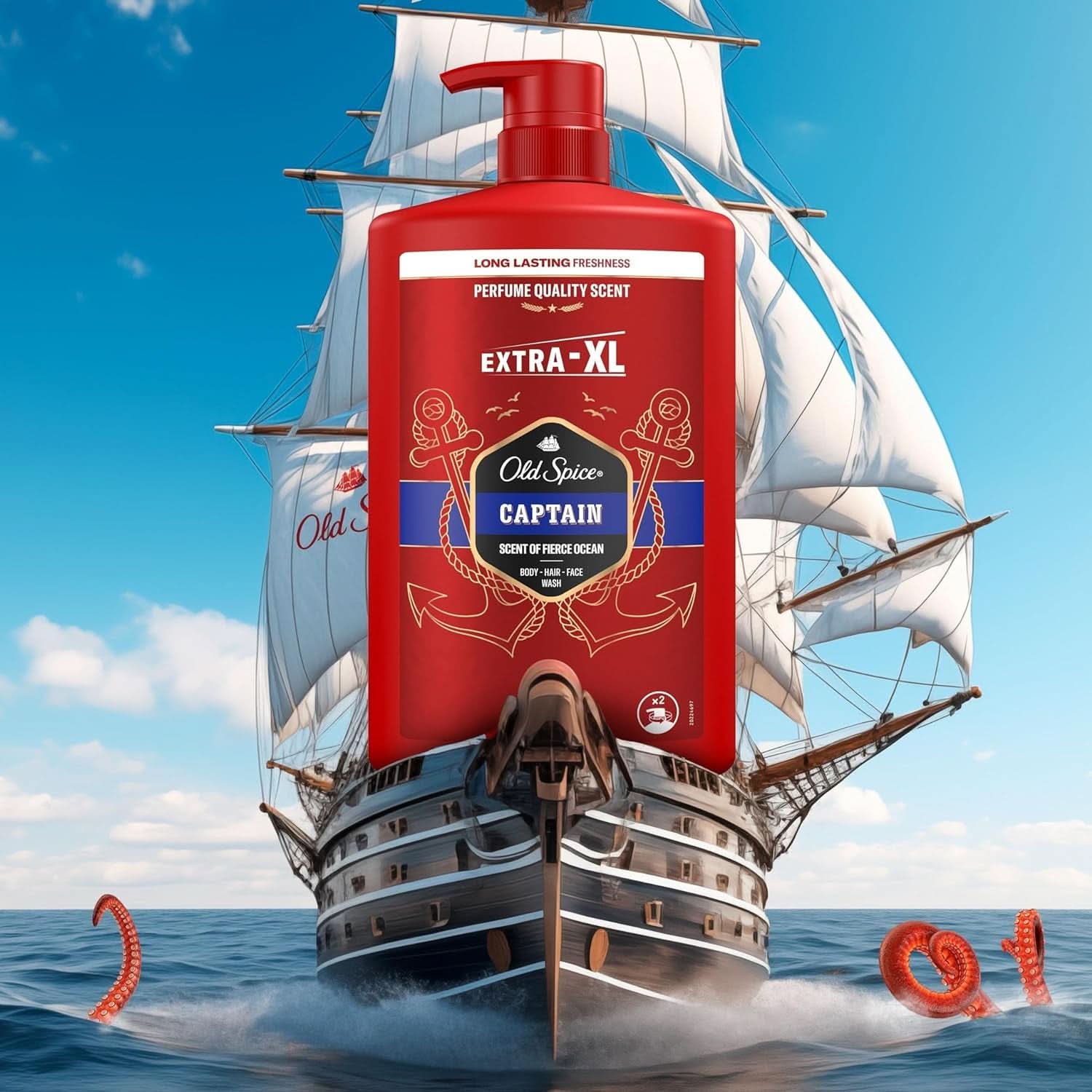 Old Spice Captain 3-in-1 douchegel en shampoo voor mannen, 1 liter douche en bad Naty Shop