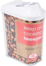keeper schenkdoos voor droge benodigdheden, traploos verstelbaar doseerdeksel, kunststof, 500 ml, 8 x 4,5 x 15 cm, Paola, wit Voedselbewaardozen Naty Shop 500 Ml