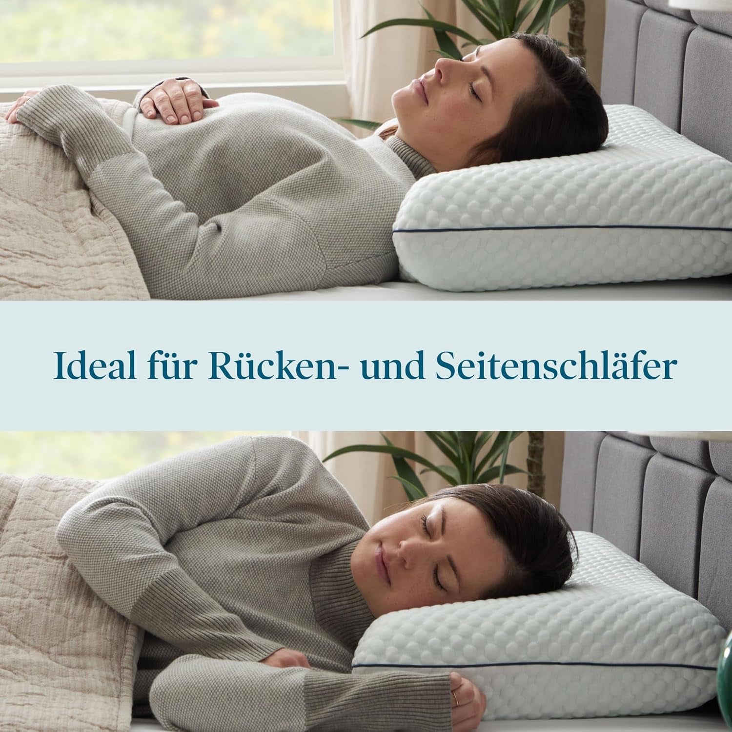 LUCID memory foam kussen met gel 40x60 cm - ademend - verkoelend effect - wasbare hoes - Oeko-Tex gecertificeerd kussen, wit