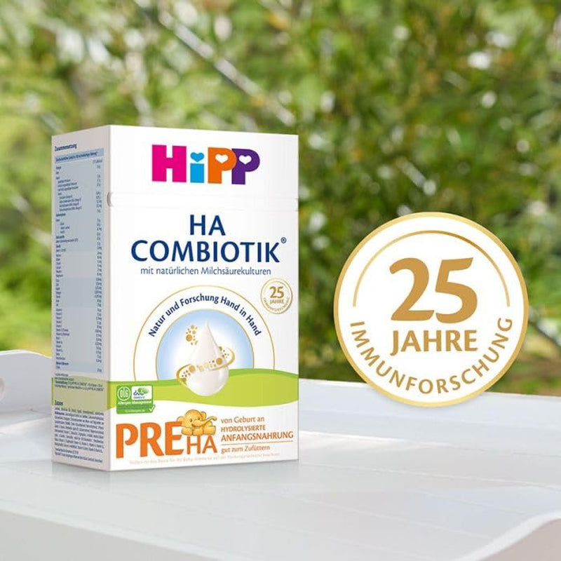 HiPP PRE HA Combiotik (4 x 600 g), gehydrolyseerde melkpoederformule voor zuigelingen vanaf de geboorte, met natuurlijke melkzuurculturen, voor gevoelige immuunsystemen