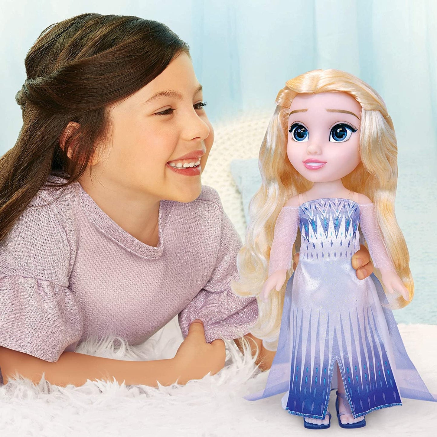 Disney Frozen 2 ELSA The Snow Queen Doll - 35 cm grote, beweegbare pop in iconische modejurk en lang golvend haar voor extra speelplezier, voor meisjes vanaf 3 jaar, 214894 Naty Shop Dolls