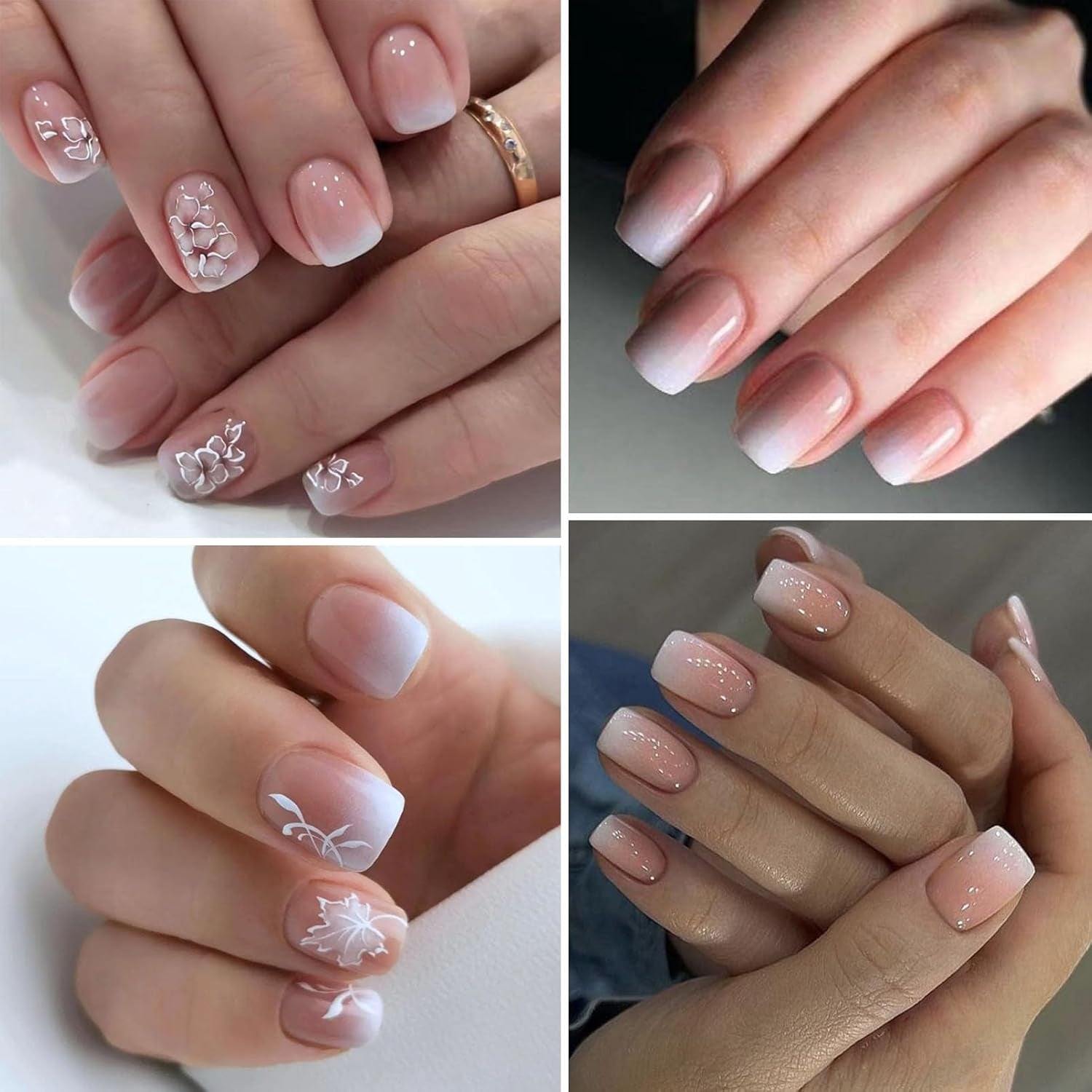 240 stuks korte kunstnagels set - korte natuurlijke kunstnagels om op te lijmen - naakt gradiënt kunstnagels voor box nagelverlengingen (nude gradiënt)