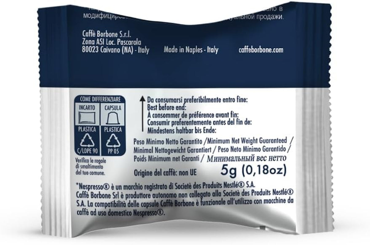 Caffè Borbone Respresso, licht koffiemengsel, 50% Weniger Kaffein als die Blue Mischung - 50 Kapseln - Compatibel met Nespresso®* Haushalts-Espressomaschinen