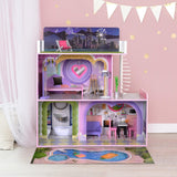 Olivia's Little World Big Dreamland Sunset Eigentijds houten interactief poppenhuis van 3 verdiepingen voor kinderen met 16 poppenmeubelaccessoires Meerkleurig TD-13616A