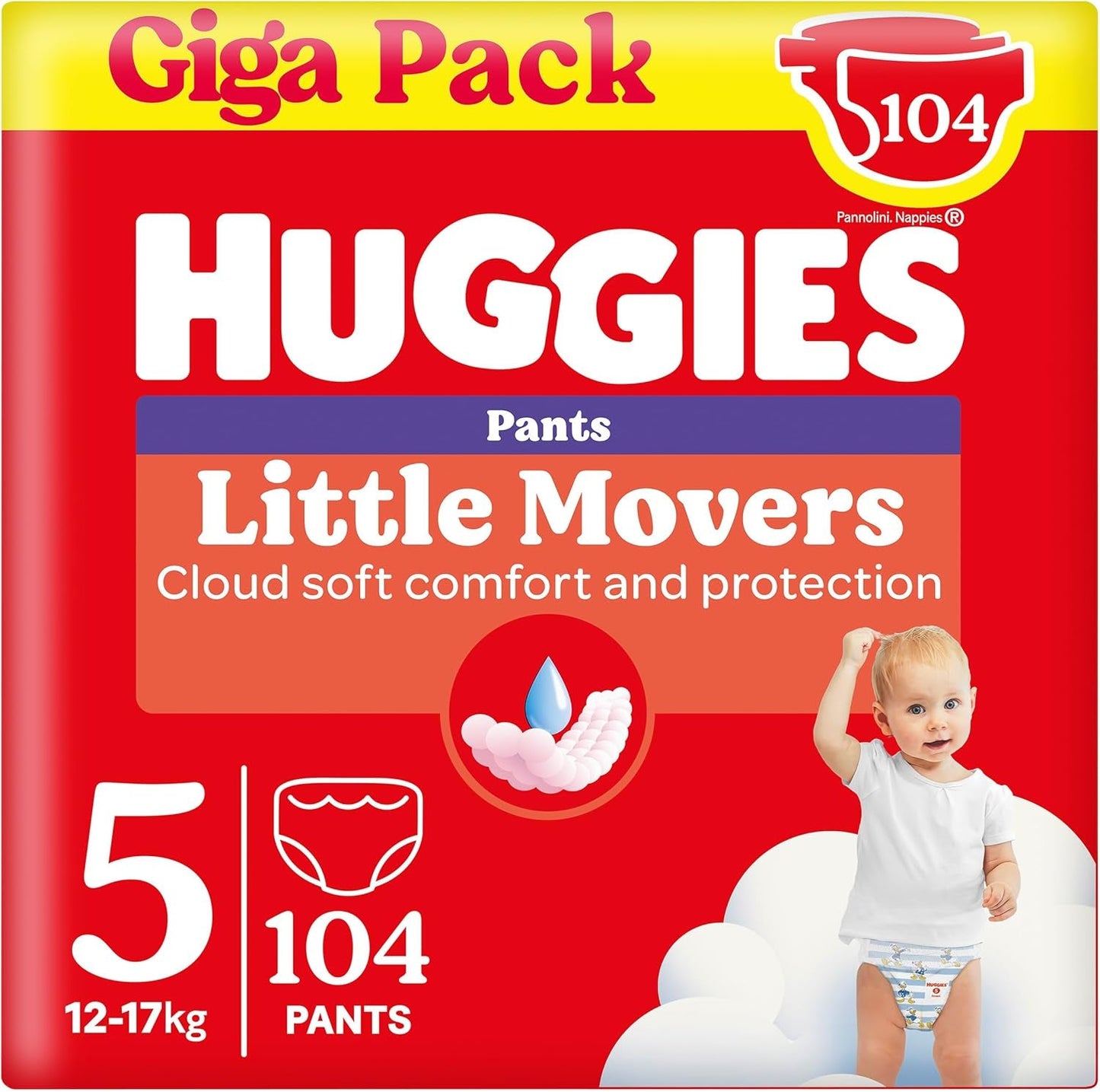 Huggies Little Movers Disney broek, maat 5, 104 count (2x52), maandelijkse doos