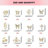 24 Stück Nagel-Charms, Y2K-Legierung, Nail Art, Strass-Charms, 3D-Herz, Schleife, Schmetterling, Charm Mit Strasssteinen, Kirsch-Nagel-Edelsteinen, Glänzender Schmuck