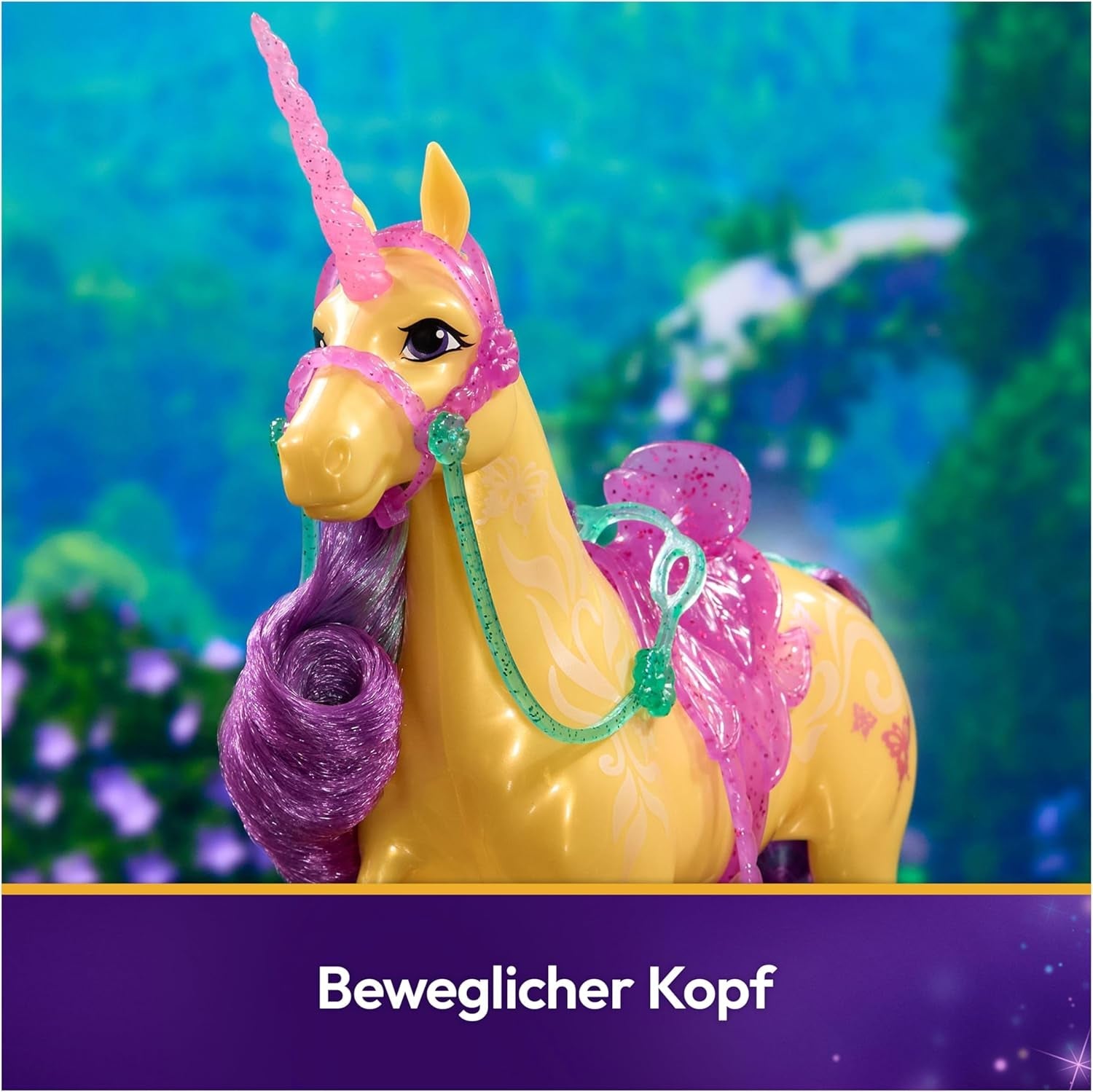 Unicorn Leaf Unicorn Academy - 28 cm grote originele Ava eenhoorn uit de Netflix-serie met echte manen en staart, afneembaar hoofdstel en zadel en borstel, voor kinderen vanaf 4 jaar