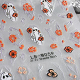 JMEOWIO Nagelsticker Halloween 9 Blatt Nail Art Sticker Selbstklebend Nagelaufkleber Süße Geisterblume Decoratie Nageldesign Zubehör