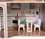 Olivia's Little World hedendaagse mediterrane stijl interactief houten poppenhuis van 3 verdiepingen voor kinderen met 17 poppenmeubelaccessoires veelkleurig TD-13551B