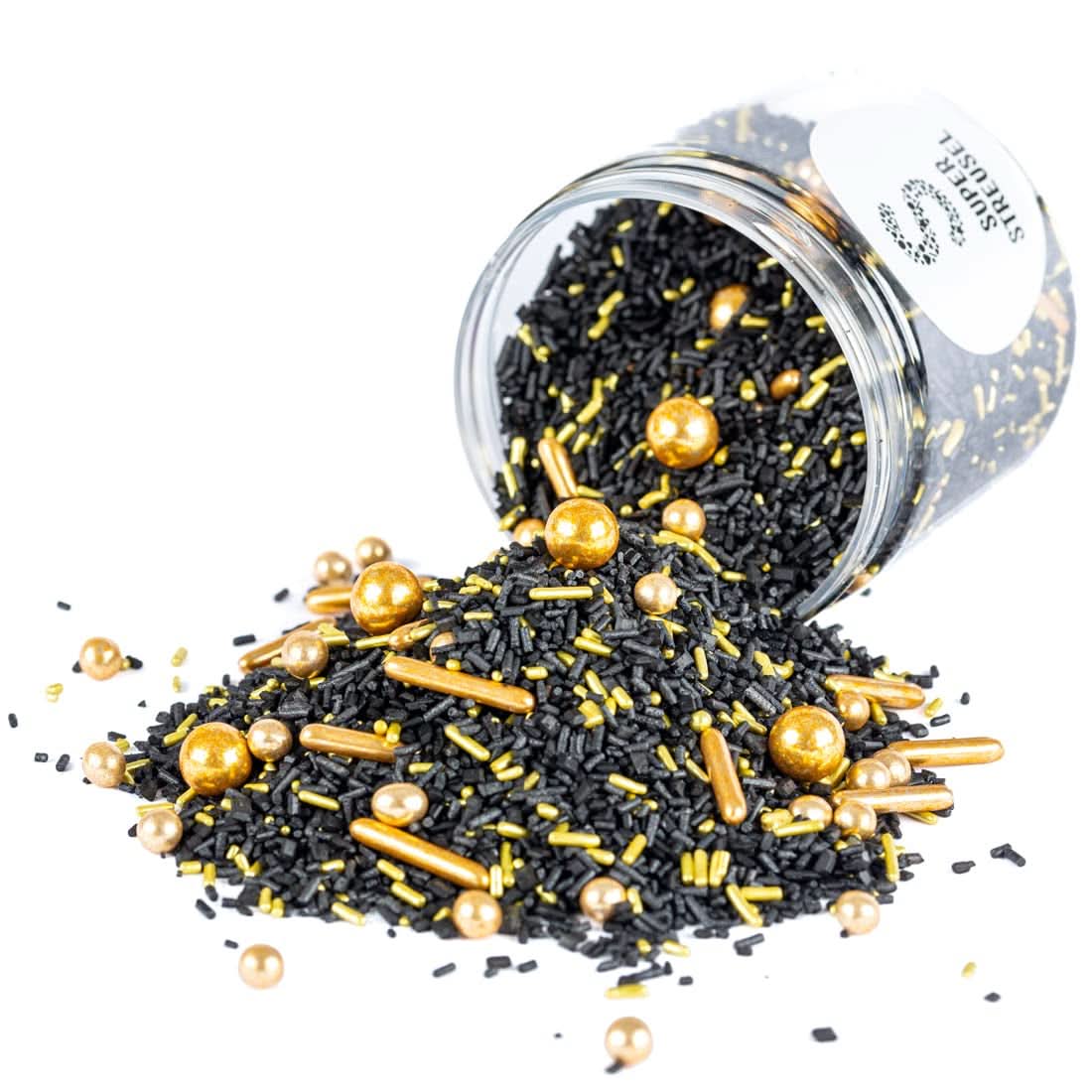Super Streusel, Gold Rush Goud Zwart Strooidecoratie Naty Shop 90 gram
