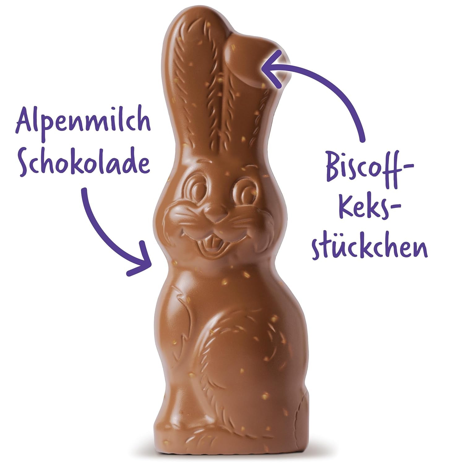 Milka Smiling Bunny Biscoff – delicate paashaas met chocolade en stukjes Lotus Biscoff koekjes – 95g