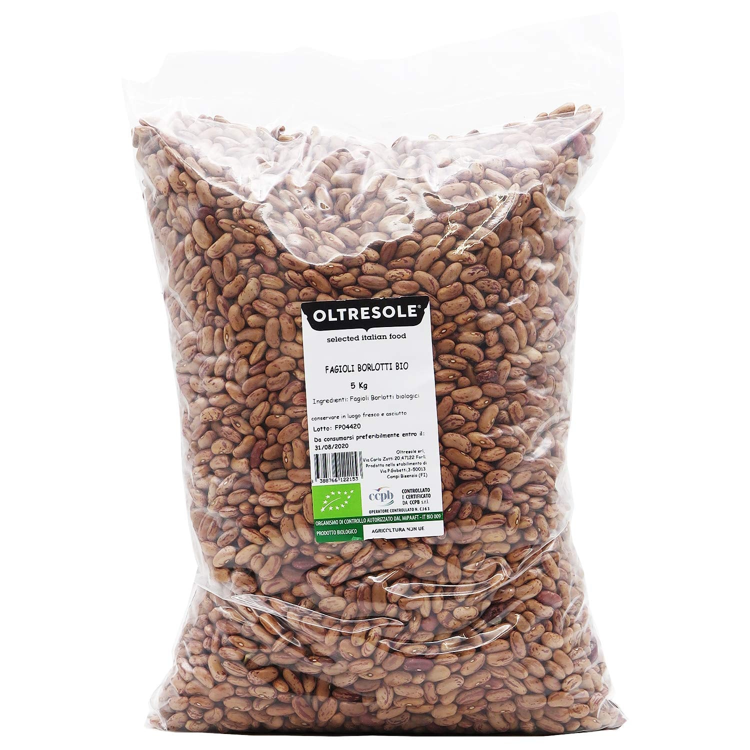, Biologische borlottibonen 5 kg, biologische gedroogde peulvruchten uit gecontroleerde teelt, Granen Naty Shop Standaardtitel